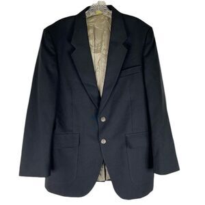 Edgeworth Blazer Sport Coat Men’s Black Vintage 2 Button Multi Pockets Lined